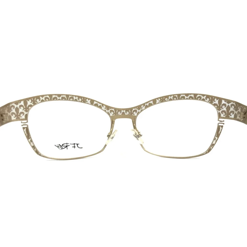 J.F. Rey Eyeglasses Frames JF2559 3030 Red Gold Cat Eye Fleur De Lis 53-16-132